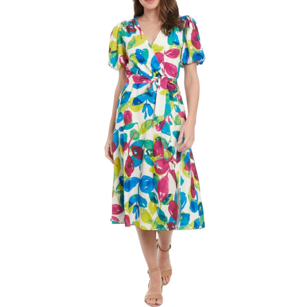 Maggy London Reba Dress Puff Sleeve Size 6 NWT